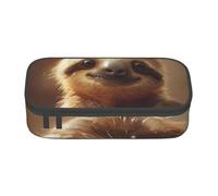 Jkkghll Adorabile bradipo stampa elegante scuola astuccio 8,3 x 2 x 9,4 cm borsa portaoggetti multifunzione studente, Nero , Taglia unica