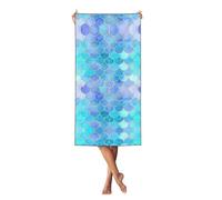 Jkkghll Asciugamano da spiaggia con stampa a squame di sirena dorata, per donne, uomini, bambini, viaggi, piscina, picnic, uso esterno, leggero, decorazione domestica