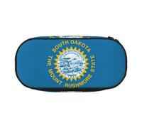 Jkkghll Astuccio con stampa bandiera del South Dakota del Sud, molto capiente, con cerniera, per studenti scolastici e studenti, Nero , Taglia unica, Organizer per borse