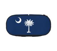 Jkkghll Astuccio con stampa bandiera della Carolina del Sud, molto capiente, per studenti scolastici, spazioso, con cerniera, Nero , Taglia unica, Organizer per borse