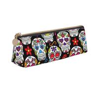 Jkkghll Astuccio per matite con stampa di teschi colorati e fiori, stile casual, per scuola, astuccio sottile, penne ad alta capacità, per artisti, studenti, adolescenti, bianco, Taglia unica