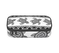 Jkkghll Astuccio scolastico con stampa etnica a righe tartaruga elegante 8,3 x 2 x 9,4 cm borsa multiuso per studenti, Nero , Taglia unica