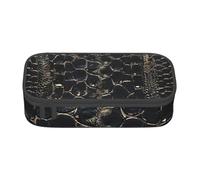 Jkkghll Astuccio scolastico elegante con stampa a pelle di serpente 8,3 x 2 x 9,4 cm, borsa portaoggetti multifunzione per studenti, Nero , Taglia unica