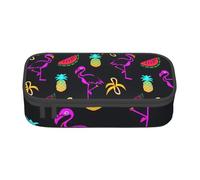 Jkkghll Astuccio scolastico elegante con stampa ananas banana fenicottero 8,3 x 2 x 9,4 cm borsa portaoggetti multifunzione studente, Nero , Taglia unica