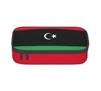 Jkkghll Astuccio scolastico elegante con stampa bandiera libica 8,3 x 2 x 9,4 cm, borsa portaoggetti multifunzione per studenti, Nero , Taglia unica