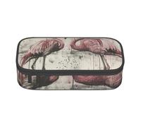 Jkkghll Astuccio scolastico elegante con stampa di fenicotteri inchiostro 8,3 x 2 x 9,4 cm borsa portaoggetti multifunzione per studenti, Nero , Taglia unica