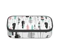 Jkkghll Astuccio scolastico elegante con stampa piuma, 8,3 x 2 x 9,4 cm, borsa portaoggetti multifunzione per studenti, Nero , Taglia unica