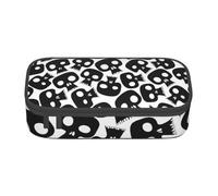 Jkkghll Astuccio scolastico elegante con stampa teschi, 20,3 x 5,1 x 9,4 cm, borsa portaoggetti multifunzione per studenti, Nero , Taglia unica