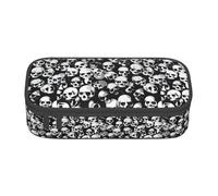 Jkkghll Astuccio scolastico elegante con stampa teschio nero 8,3 x 2 x 9,4 cm, borsa portaoggetti multifunzione per studenti, Nero , Taglia unica