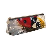 Jkkghll Astuccio sottile con stampa di coccinelle e fiori, stile casual, per artisti, studenti, adolescenti, bianco, Taglia unica