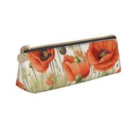 Jkkghll Astuccio sottile con stampa di fiori di papavero per la scuola, stile casual, penne ad alta capacità, per artisti, studenti, adolescenti, bianco, Taglia unica
