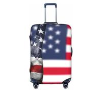 Jkkghll Bandiera americana e hippie stampa pace copertura bagagli elastico viaggio valigia Protector con cerniera nascosta antigraffio, bianco, XL