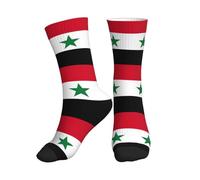 Jkkghll Bandiera della Repubblica Araba Siriana Stampa Uomini Donne Mid-Tube Calzini Sportivi Traspirante Atletico Per La Corsa Fitness Abbigliamento Quotidiano, 1 nero, Taglia unica