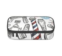 Jkkghll Barber Shop - Astuccio con stampa monocromatica, elegante, per scuola, 20,3 x 5,1 x 9,4 cm, multifunzione, per studenti, Nero , Taglia unica