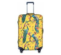 Jkkghll Bella stampa pavone bagagli copertura elastica viaggio valigia Protector con cerniera nascosta anti graffio, bianco, M