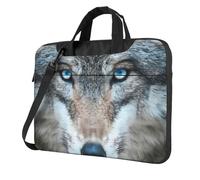 Jkkghll Blue Eyes Lupo Stampa Funzionale Borse Per Computer Portatile Caso Del Computer Grande Accessorio Tasche Borsa Per Le Donne Uom, Nero , 15.6 inch