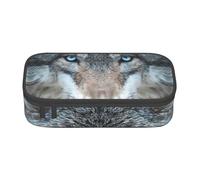Jkkghll Blue Eyes Wolf Print - Astuccio scolastico elegante, 20 x 5 x 9,4 cm, borsa portaoggetti multifunzione per studenti, Nero , Taglia unica