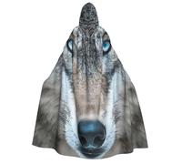 Jkkghll Blue Eyes Wolf Print - Mantello con cappuccio per adulti, per feste a tema cosplay