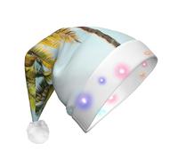 Jkkghll Cappello di Natale con stampa albero di palma unisex adulto LED per decorazione del partito cappello di Natale e accessori per costumi