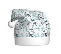 Jkkghll Cappello di Natale da uomo e da donna, con stampa di aeroplano, accessorio per Capodanno, cappello da Babbo Natale