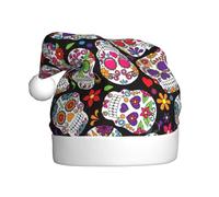 Jkkghll Cappello di Natale da uomo e da donna, con stampa teschi, accessorio per Capodanno, cappello da Babbo Natale
