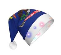 Jkkghll Cappello di Natale del Nord Dakota Bandiera di Stato Stampa Unisex Adulto Led Cappello di Natale Per La Decorazione Del Partito Cappello Di