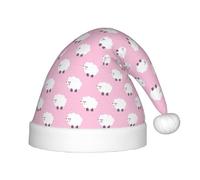 Jkkghll Cappello di Natale per bambini con stampa di pecore rosa, accessori morbidi e caldi per feste invernali