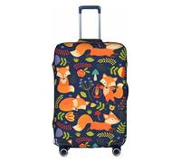 Jkkghll Carino animale volpe fiore stampa bagagli copertura elastica viaggio valigia Protector con cerniera nascosta anti graffio, bianco, S