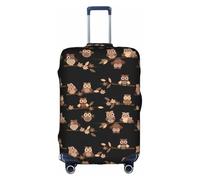 Jkkghll Carino Brown Cartoon Gufi Stampa Bagagli Copertura Elastica Viaggio Valigia Protector con Cerniera Nascosta Anti Graffio, bianco, S