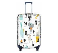Jkkghll Carino Cartoon Animal Alfabeto Stampa Dei Bagagli Copertura Elastico Viaggio Valigia Protector con Cerniera Nascosta Anti Graffio, bianco, L