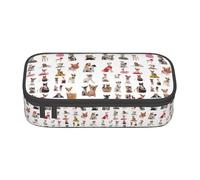 Jkkghll Carino Chihuahua Pug Modello Stampa Elegante Scuola Matita Astuccio, 8.3 X 2 X 9.4 cm Multi Funzionale Storage Bag Studente, Nero , Taglia unica