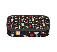 Jkkghll Cartone animato Medicina Modello Stampa Elegante Scuola Matita Caso 8.3 X 2 X 9.4 cm Multi Funzionale Sacchetto di Immagazzinaggio Studente, Nero , Taglia unica