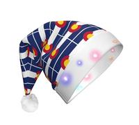 Jkkghll Colorado Bandiera di Stato Stampa Unisex Adulto Led Cappello di Natale Per La Decorazione Del Partito Cappello Di Natale E Accessori Costume