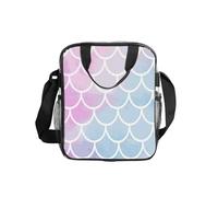 Jkkghll Colorful Mermaid Scale Print Clear Insulated Lunch Bag Picnic Portable Bento Box Tote Contenitore di immagazzinaggio degli alimenti