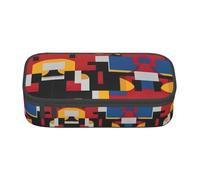 Jkkghll Composizione in rosso, giallo, blu e nero, elegante astuccio scolastico 8,3 x 2 x 9,4 cm, borsa portaoggetti multifunzione per studenti, Nero , Taglia unica