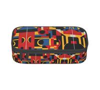 Jkkghll Composizione in rosso, giallo, blu e nero, elegante astuccio scolastico 8,3 x 2 x 9,4 cm, borsa portaoggetti multifunzione per studenti, Nero , Taglia unica