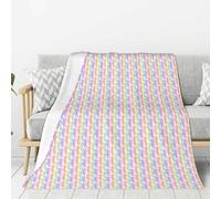 Jkkghll Coperta invernale in flanella con stampa di unicorni su strisce colorate, morbida e accogliente, per divano letto, soggiorno, decorazione per tutte le stagioni