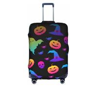 Jkkghll Copertura elastica per bagagli con stampa di ragni e fantasma, arcobaleno, per Halloween, con cerniera nascosta, antigraffio, bianco, M