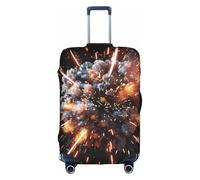 Jkkghll Copertura elastica per valigie da viaggio con stampa 3D di esplosione fuochi d'artificio con cerniera nascosta antigraffio, bianco, L