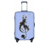 Jkkghll Copertura elastica per valigie da viaggio con stampa di musica nera fumo, con cerniera nascosta, antigraffio, bianco, M
