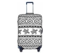 Jkkghll Copertura elastica per valigie da viaggio con stampa etnica tartaruga a righe con cerniera nascosta antigraffio, bianco, XL