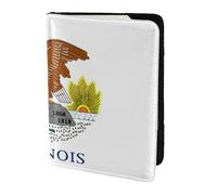 JKKGHLL Custodia per documenti da viaggio con bandiera dello stato dell'Illinois, 14 cm, leggera, per lavoro, tempo libero, Nero , Taglia unica