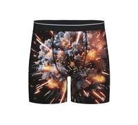 Jkkghll Esplosione Fuochi D'artificio Stampa 3d Uomini Boxer Slip Comodi Pantaloncini Per Usura Quotidiana Allenamenti Viaggio Underwea, Nero , L