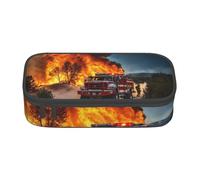 Jkkghll Firefighter Fireman Flame Print Elegante Astuccio Scuola 8.3 X 2 X 9.4 cm Multi Funzionale Storage Bag Studente, Nero , Taglia unica