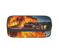 Jkkghll Firefighter Fireman Flame Print Elegante Astuccio Scuola 8.3 X 2 X 9.4 cm Multi Funzionale Storage Bag Studente, Nero , Taglia unica