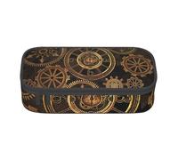 Jkkghll Gears Clock Bronze Century Print elegante astuccio scolastico 8,3 x 2 x 9,4 cm borsa portaoggetti multifunzione studente, Nero , Taglia unica
