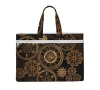 Jkkghll Gears Clock Bronze Century Print Large Capacity Canvas Tote Documenti Forniture per ufficio Lavoro Viaggi Shopping File Bag
