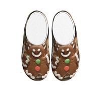 Jkkghll Gingerbread Man Candy Stampa accogliente flanella pantofole calde anti-pelucchi Indoor Outdoor TPR suola elegante uso quotidiano