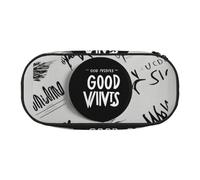 Jkkghll Good Vibes Only - Astuccio per matite con stampa leggera, grande capacità, con cerniera, Nero , Taglia unica, Organizer per borse