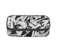 Jkkghll Graffiti Disegno Stampa Elegante Scuola Matita Astuccio 8.3 X 2 X 9.4 cm Multi Funzionale Storage Bag Studente, Nero , Taglia unica